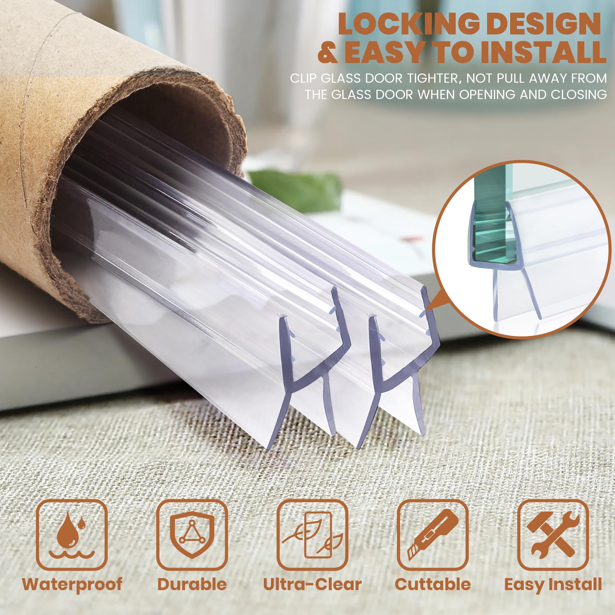 Snapklik.com : Shower Door Bottom Seal Strips H-Type 2PCS, 36 Inch Long ...