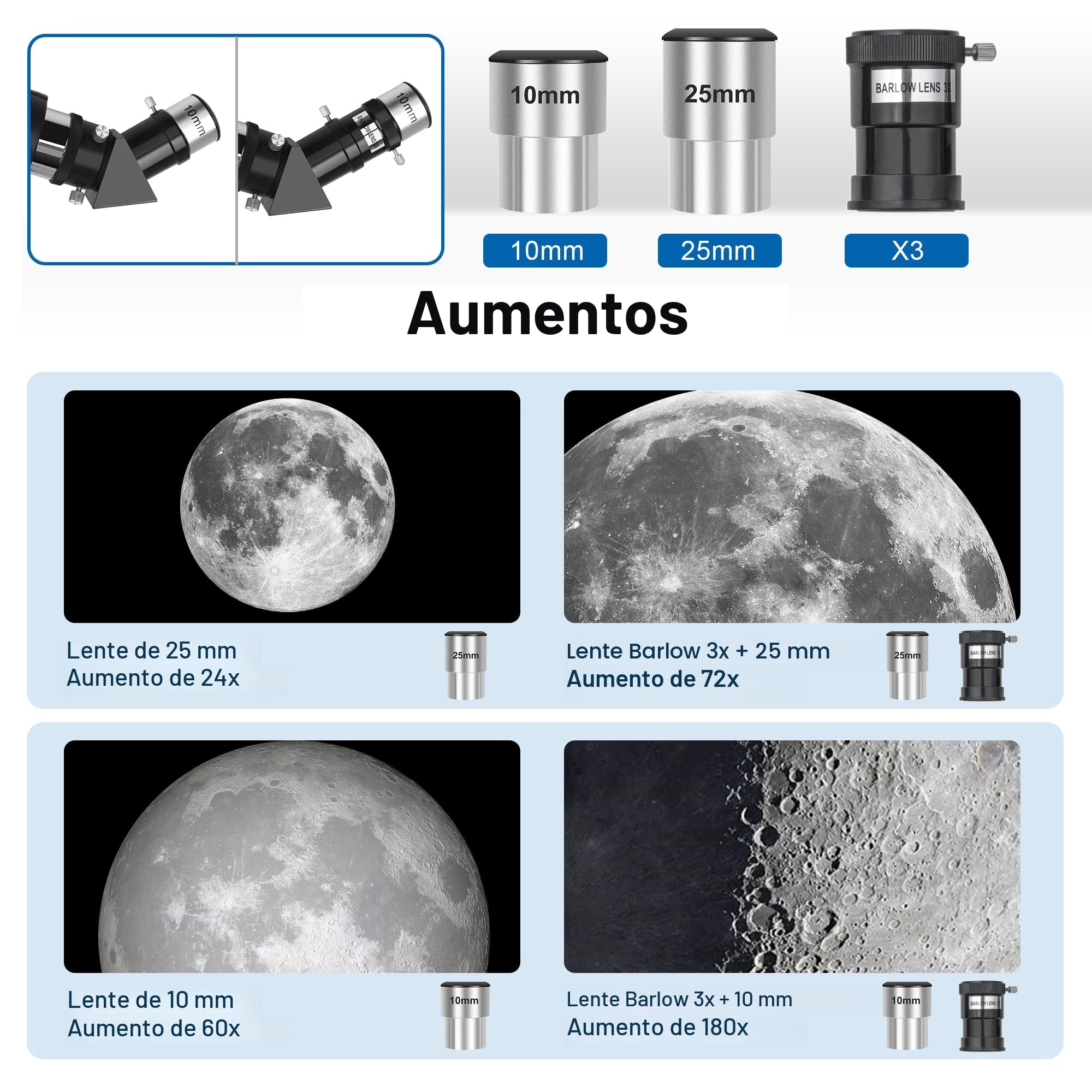 Dianfan Telescopio,80mm Apertura 600 mm Telescopio Astronómico para Adultos Principiantes en Niños,Potente Profesional Refractor Alta Transmisión,con Montaje AZ,Trípode,Adaptador de Teléfono y Bolsa