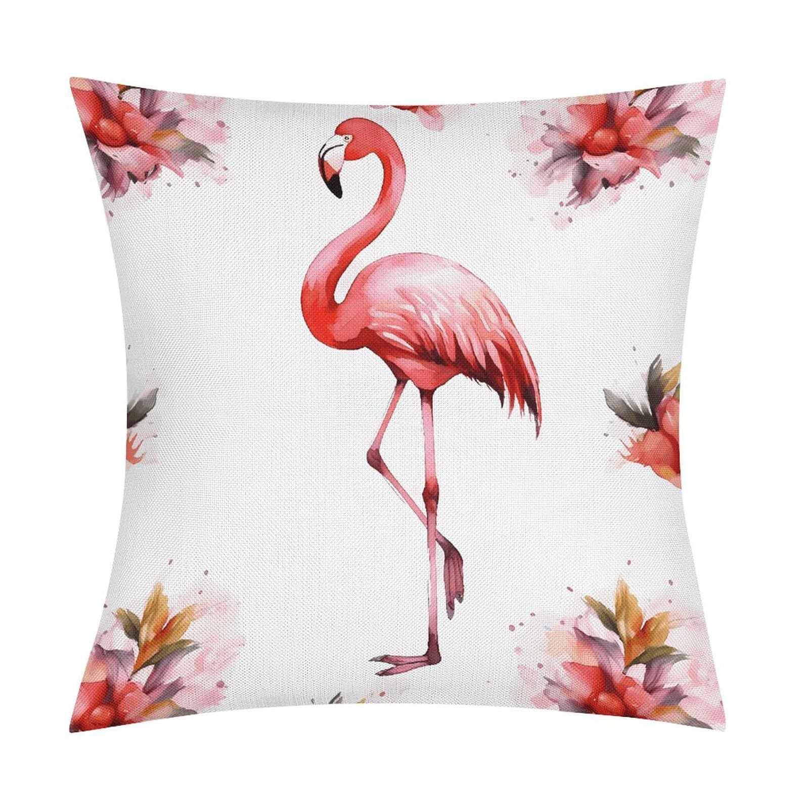 Flamingo Pillow Covers 18x18 Inch, Pillow Cases Boho Farmhouse, Throw Pillow Covers for Couch Sofa Bed Spring Home Decor