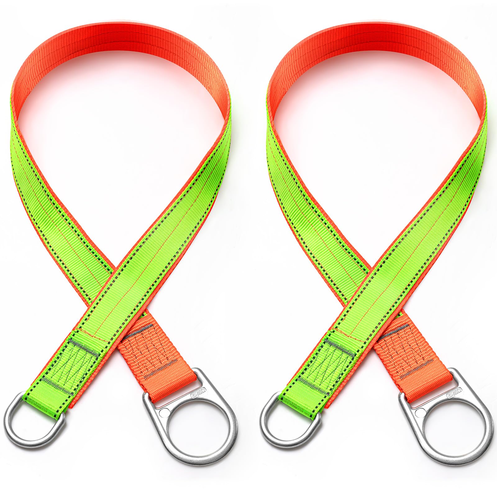 Siltriangle 2 Pcs Safety Strap Fall Protection 4' Cross Arm Strap Anchor Fall Protection Pass through with Large and Small D-Ring for Anchorage Sling Compliant Arrest System Lanyard