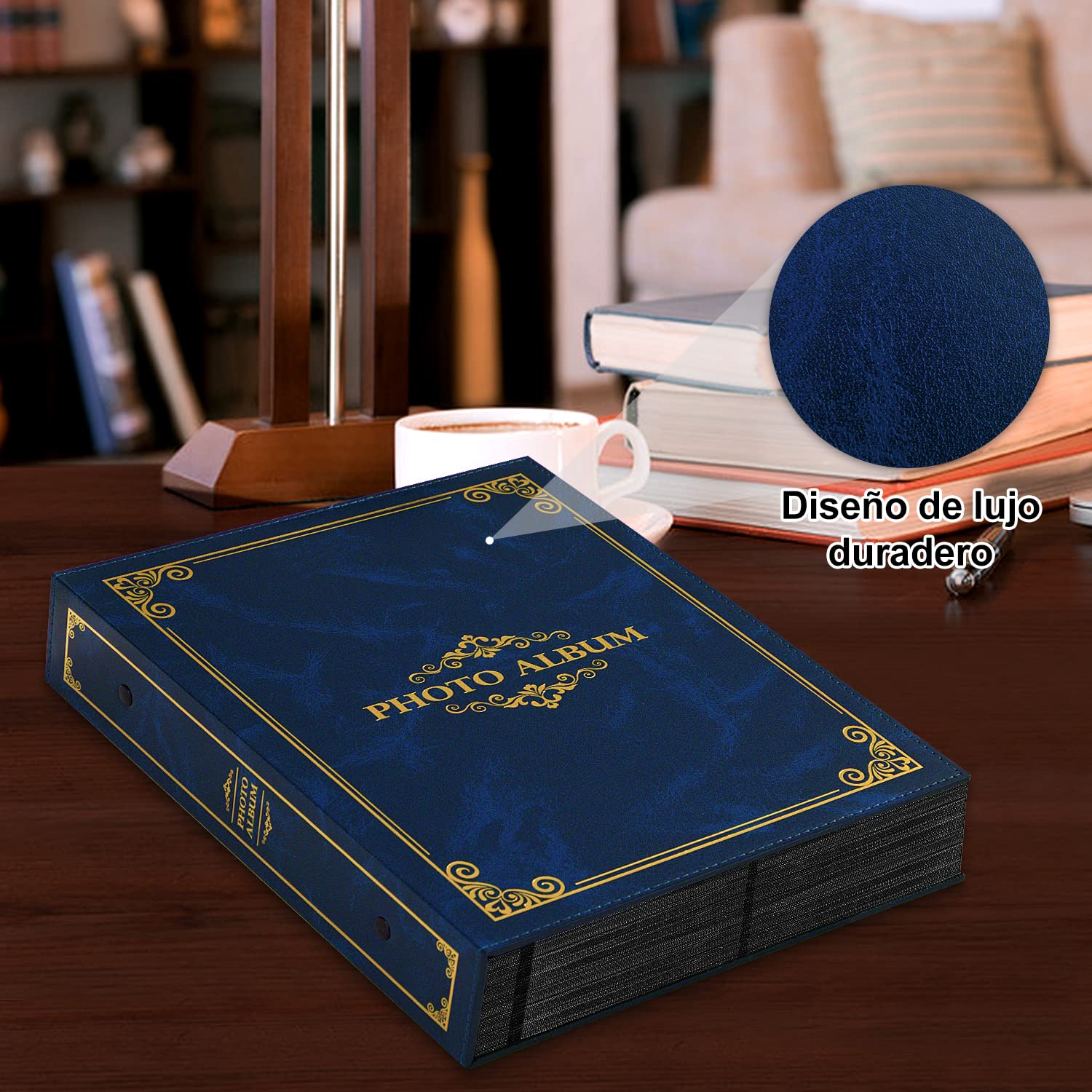 Lanpn Álbum de Fotos Tradicional 10x15 Bolsillo, Álbum de Fotos de Clase con Bolsillo de Plástico 400 Fotos Verticales Azul