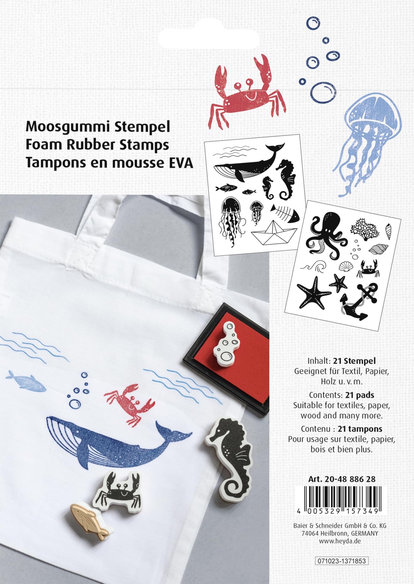 HEYDA Foam Rubber Stamp Maritime 10-55 mm, White - Image 4