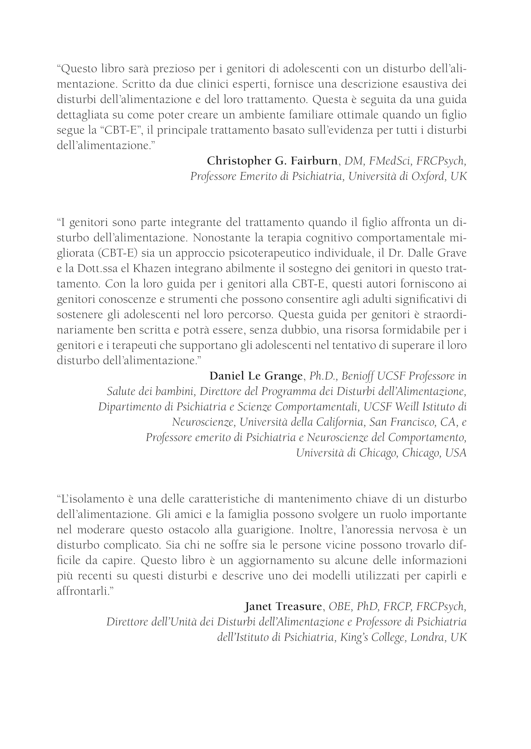 Terapia Cognitivo Comportamentale per i Disturbi dell'Alimentazione negli Adolescenti. Una guida per i genitori