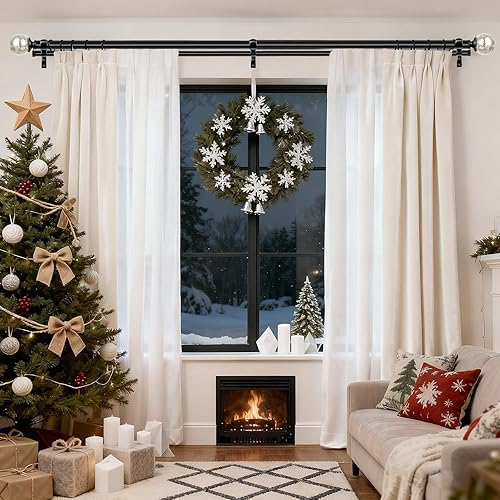 Miniatura 2 de KAMANINA Barra de cortina doble de 36 a 72 pulgadas (3-6 pies), barras de cortina de 78 pulgadas para ventanas, varillas telescópicas de alta