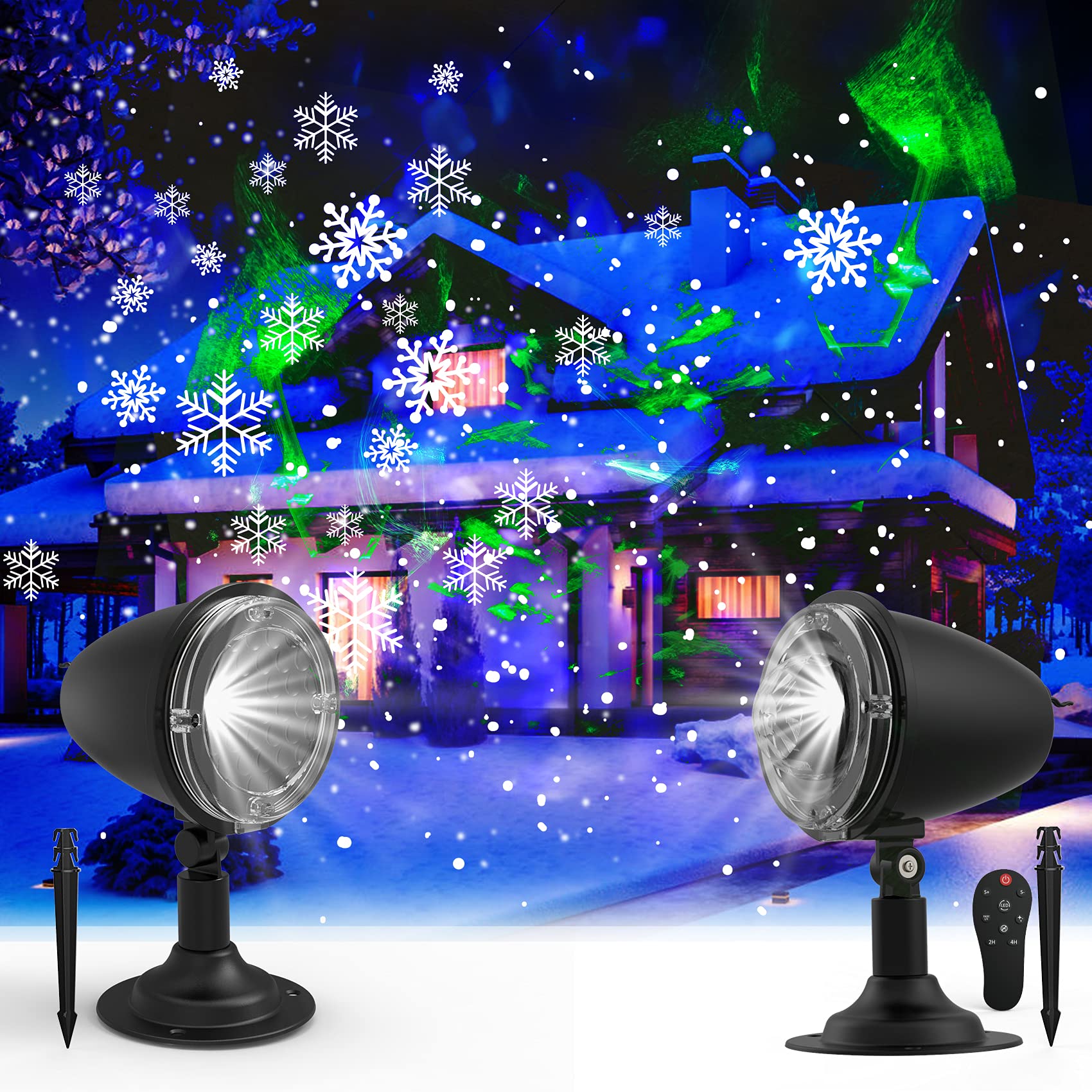 Proiettore di Fiocchi di Neve, Luce di Nevicata di Halloween per Esterni, Proiettore di Luce per Vacanze di Natale, Proiettore di Luce Aurora con Telecomando, Illuminazione Decorativa di Paesaggio Imp