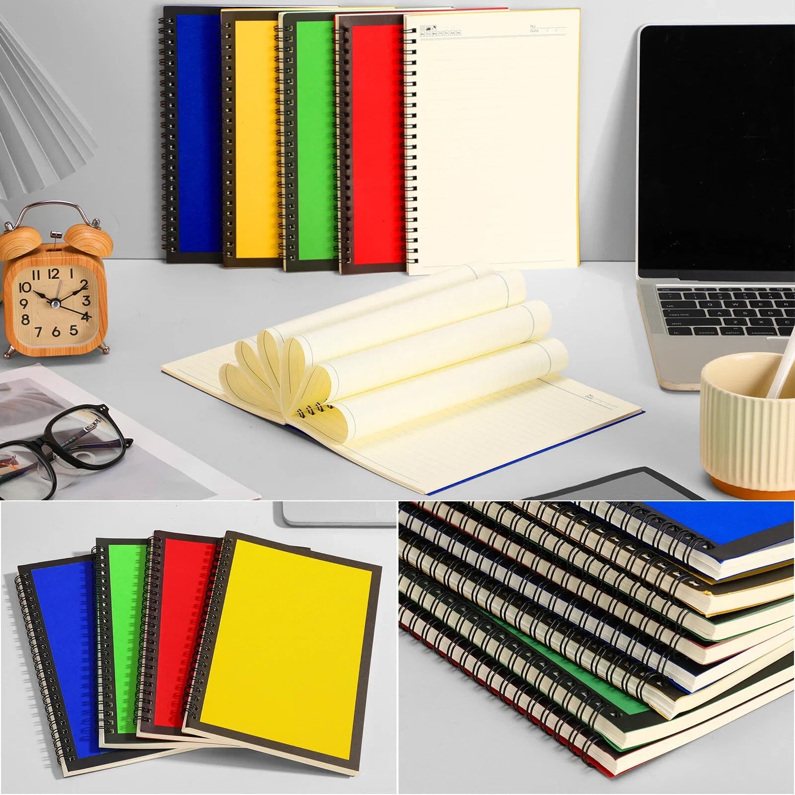 Leelosp Paquete de 12 cuadernos rayados en espiral A5, cuaderno de viaje de 5.5 x 8.3 pulgadas, notas coloridas, 60 hojas/120 páginas, notas rayadas universitarias para estudiantes, oficina, negocios