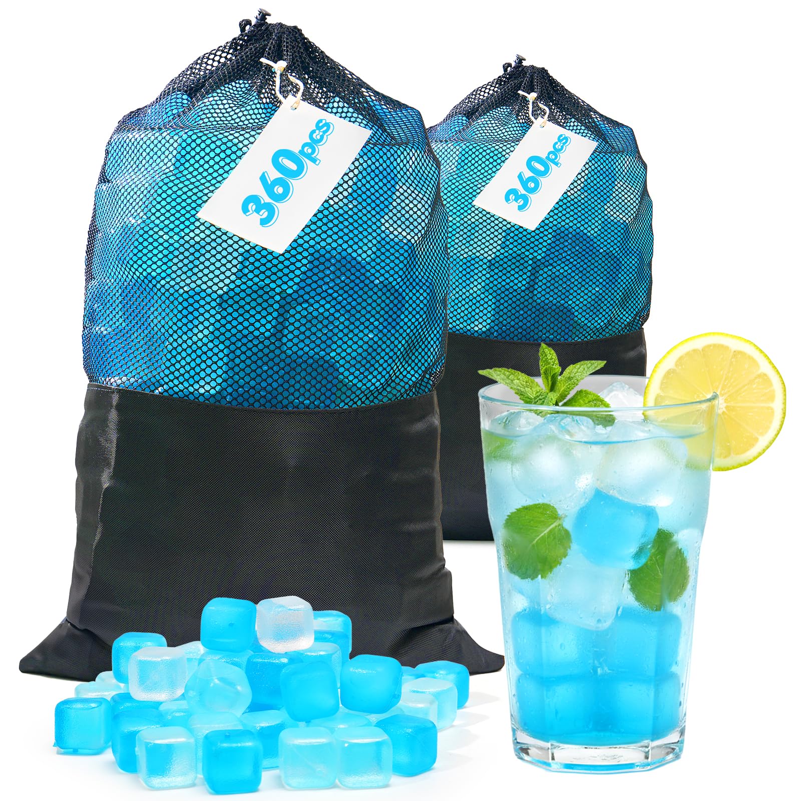 720 Pack Reusable Ice Cubes, Refreezable Plastic Ice Cubes | BPA-Free Ice Packs for Lunch Boxes, Coolers, without Diluting Drinks for Party Hosts & Outdoor Ice Baths Enthusiasts