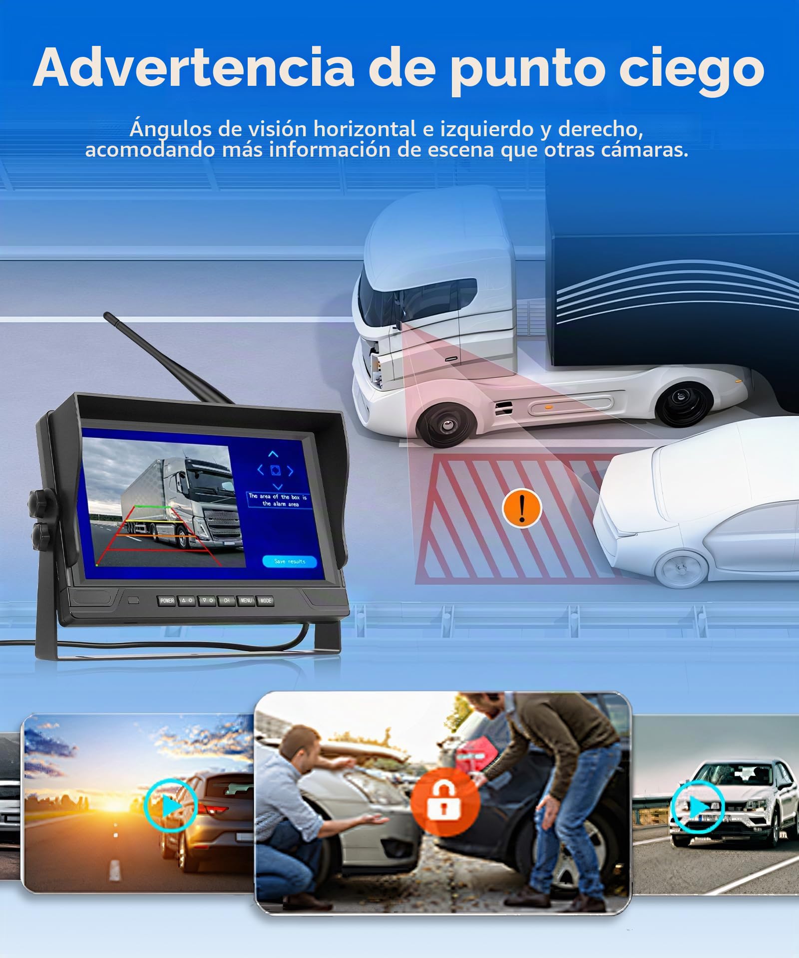 Hodozzy 2 Cámaras de Visión Trasera Inalámbricas Digitales con Monitor IPS de 9 Pulgadas,Cámara de visión Trasera Resistente al Agua IP68,Visión Nocturna por IR,Cámara DVR 720P para Camión/RV
