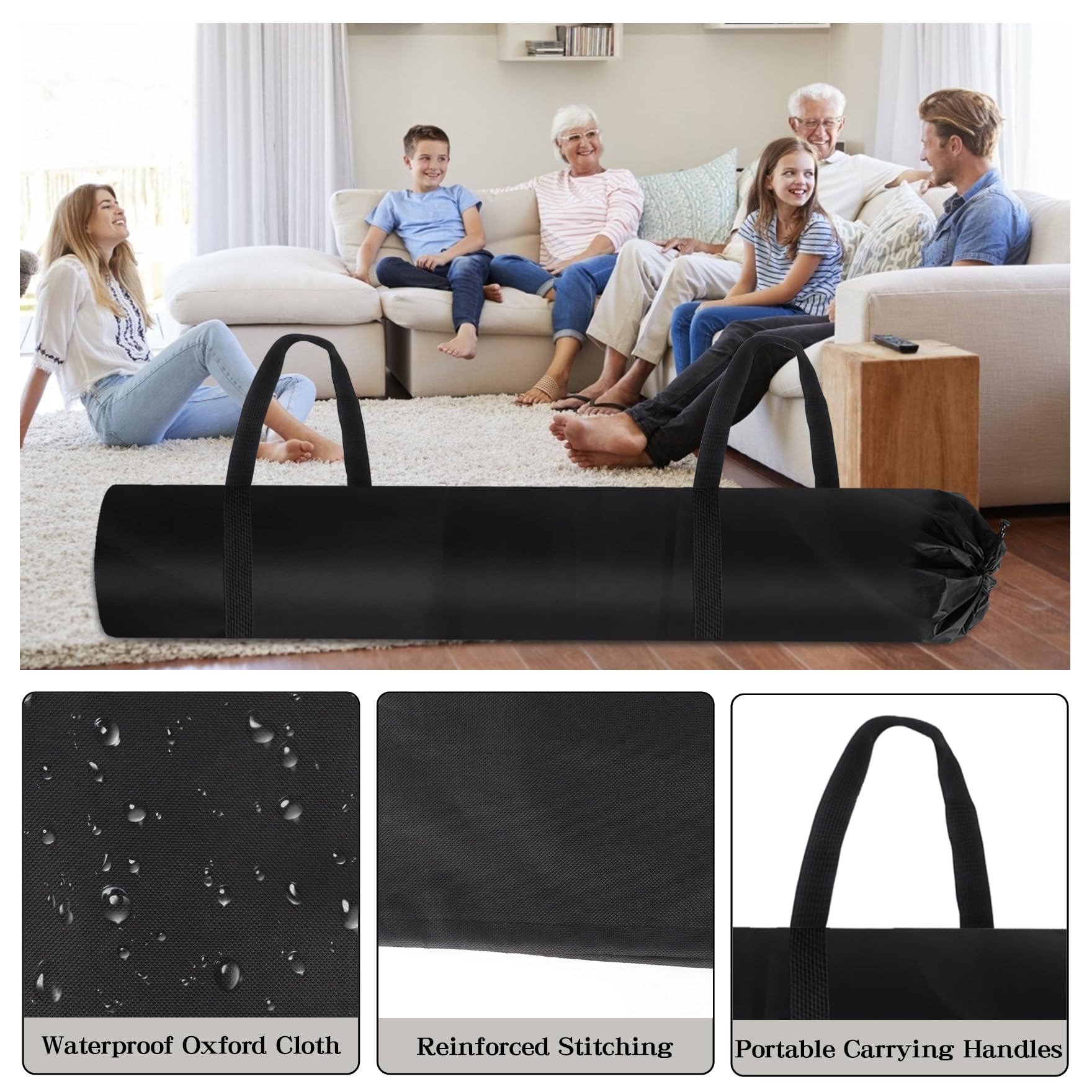 Klmnop Borsa portaoggetti Jumbo per tappeti, 50 x 230 cm, con 2 maniglie per il trasporto, grande borsa per tappeti con coulisse, per tappeti fino a 1,8 x 2,9 m, per traslochi e imballaggi, protezione