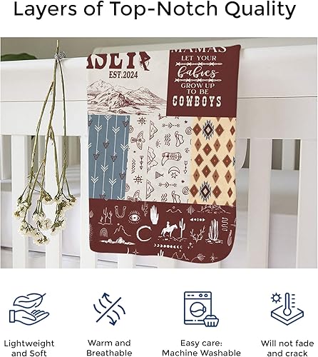 Miniatura 98 de MDPrints - Mantas de bebé personalizadas de vaca para niños, manta personalizada con nombre de bebé, regalo personalizado para recién nacido, Vaca