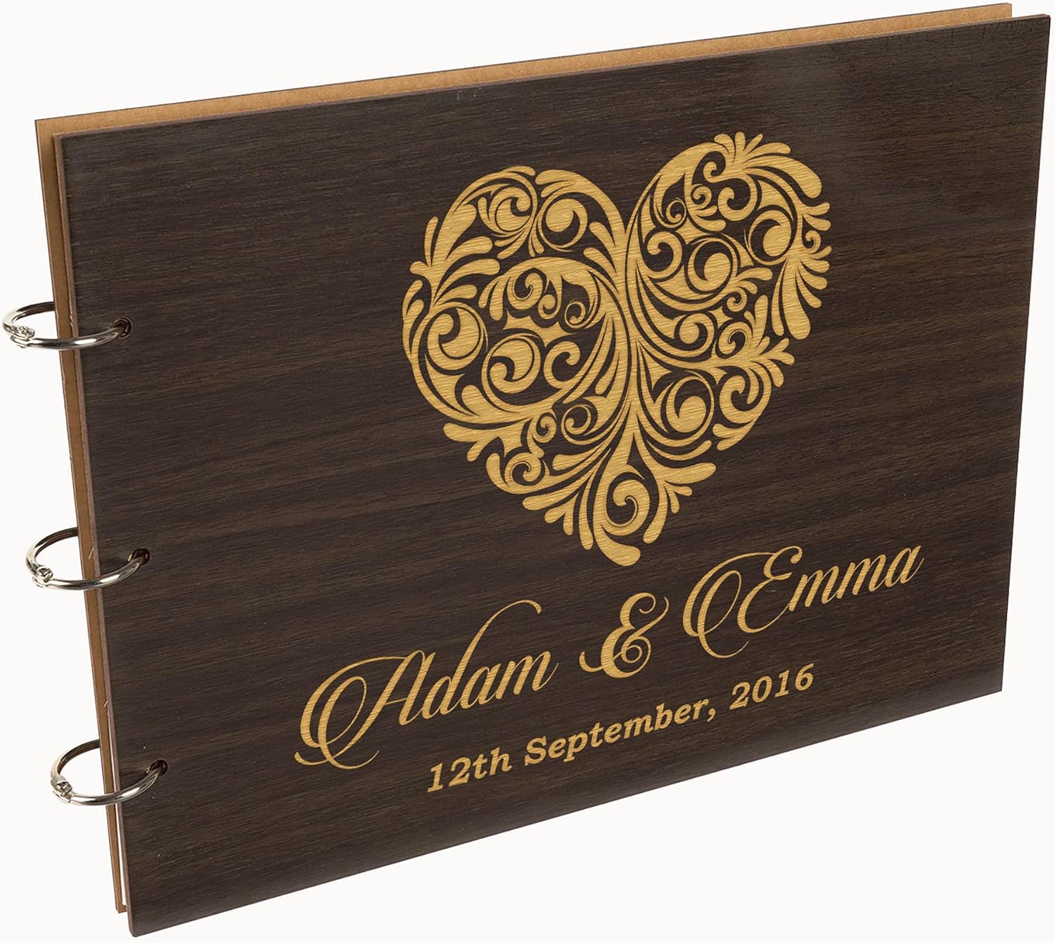 Darling Souvenir Personalized Engraved Laser Cut Wedding Guest Book Wooden Cover Sign-in Book Registry Guestbook Scrapbook-DT