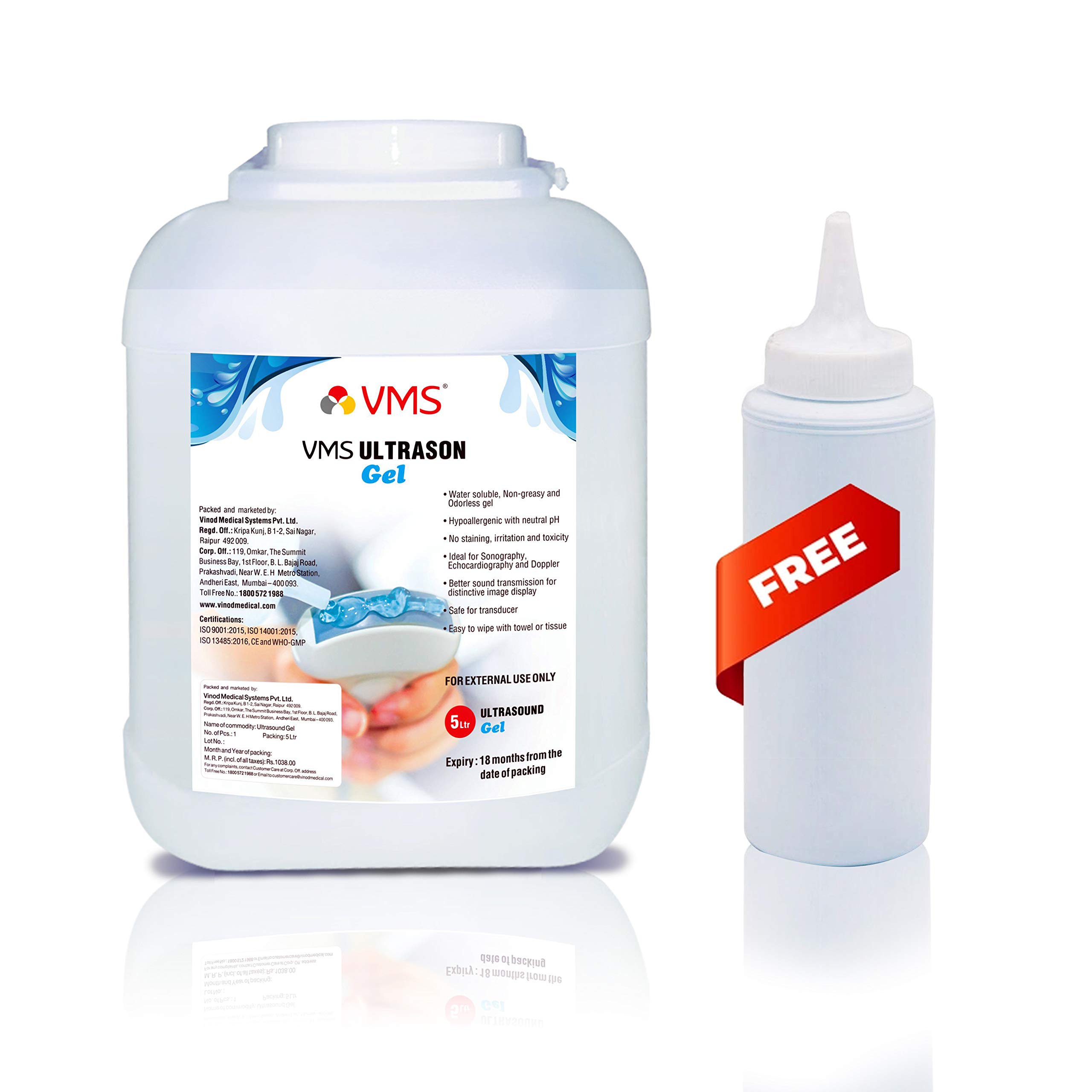 Buy VMS Ultrason/Physiotherapy Ultrasound Gel 5 Liter Jar (Transparent