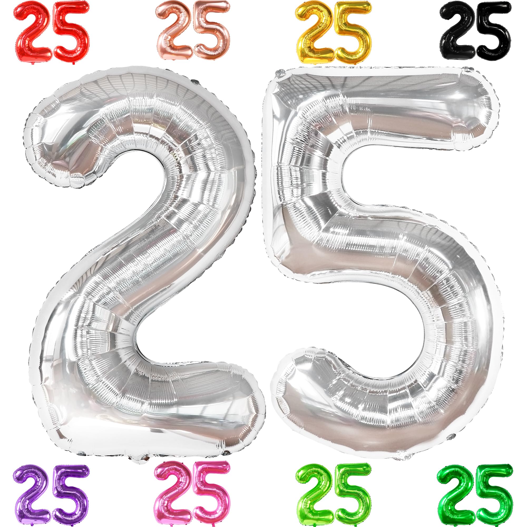 KatchOn, Silver 25 Balloon Numbers - 40 Inch | Silver Mylar Foil BalloonFor 25th happy Birthday Decorations | 25th Anniversary Decorations | Birthday Party Decoration