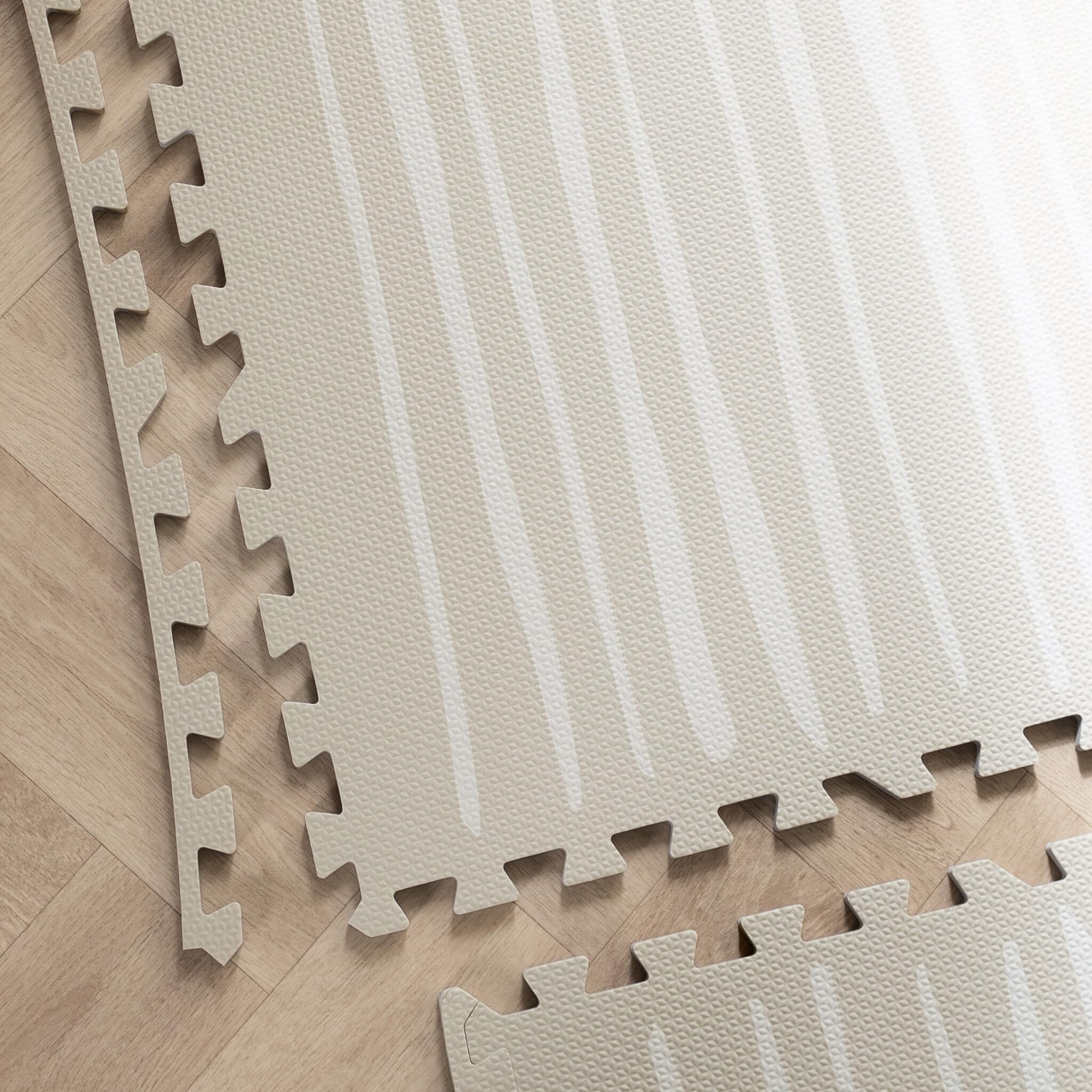 FRAAI | Home & Living Mata piankowa Puzzle - Alfie XL Stripes Szara/Beżowa - Pianka EVA - - Dywan