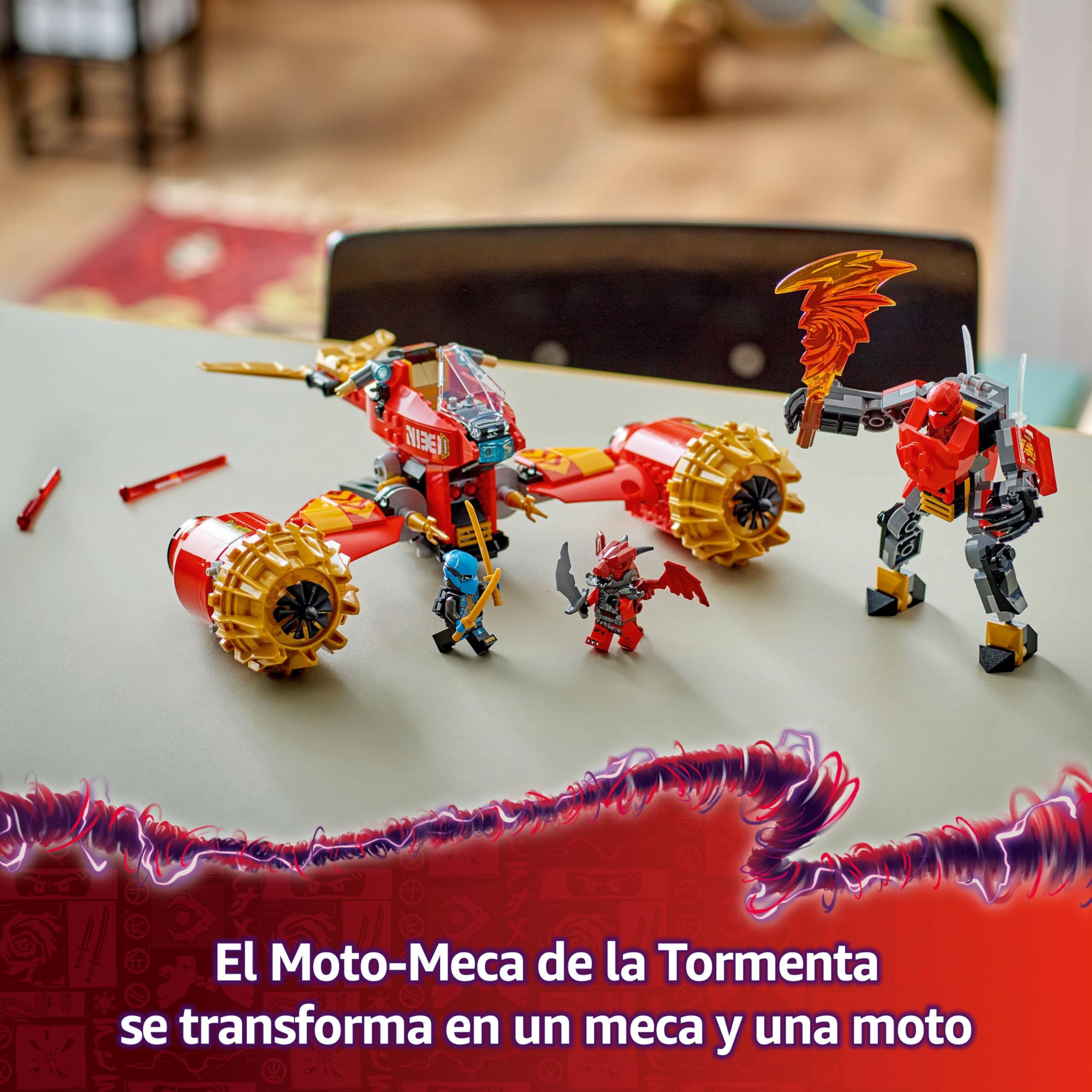 LEGO Ninjago Moto-Meca de la Tormenta de Kai Juguete de Construcción, Juego Ninja con Moto y 3 Minifiguras, Figura Articulada con Catana, Regalo para Niños y Niñas de 7 Años o Más 71830
