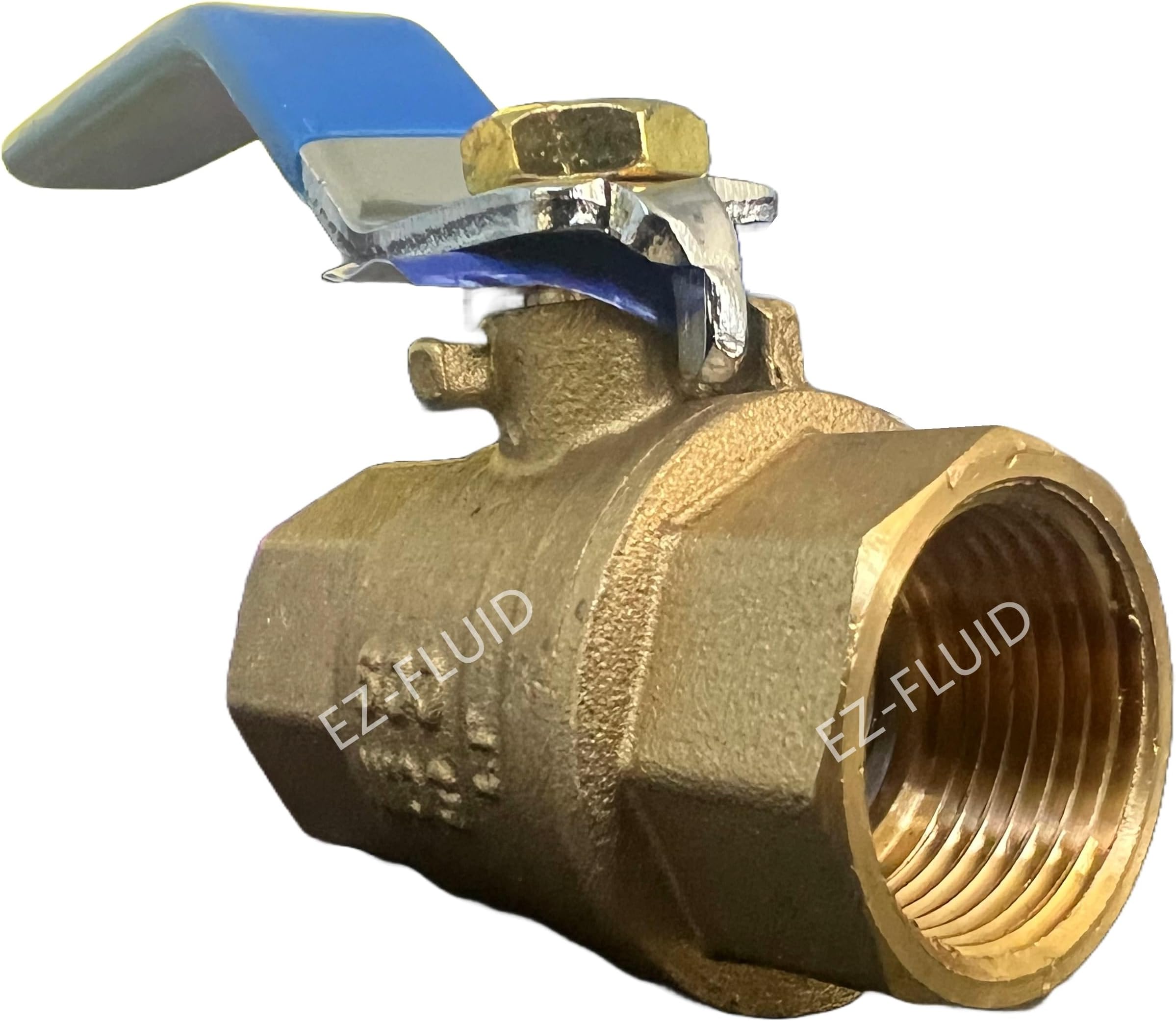 EZ-FLUID 1/2" NPT Female Threaded IPS Ball Valve Full Port Water Stop Shut Off,Heavy Duty Forged Brass,Quarter Turn,Blue Handle Brass Water Cut off Ball Valve for Plumbing & Irrigation (1）