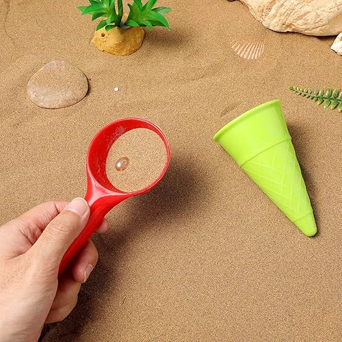 Miniatura 4 de Toyvian Juguetes para niños, 6 piezas de juguetes de arena de playa, juego de moldes de helado de arena, juguetes de arena de helado, cuchara de