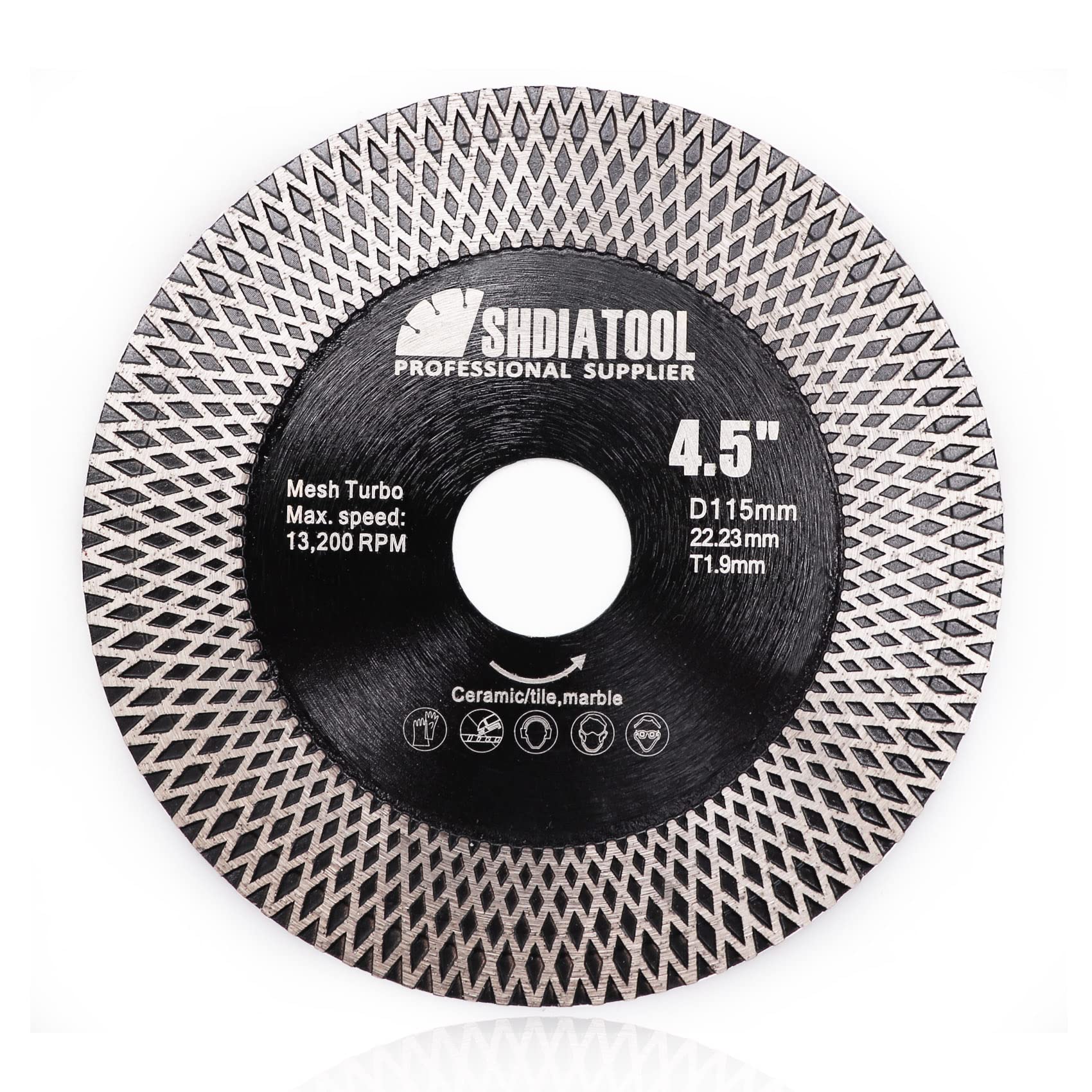 SHDIATOOLTile Diamond Saw Blades Porcelain Cutter Disc for Dry/Wet Cutting Grinding Ceramic Marble Artificial Stone Diameter 4.5 Inches x 7/8 inch