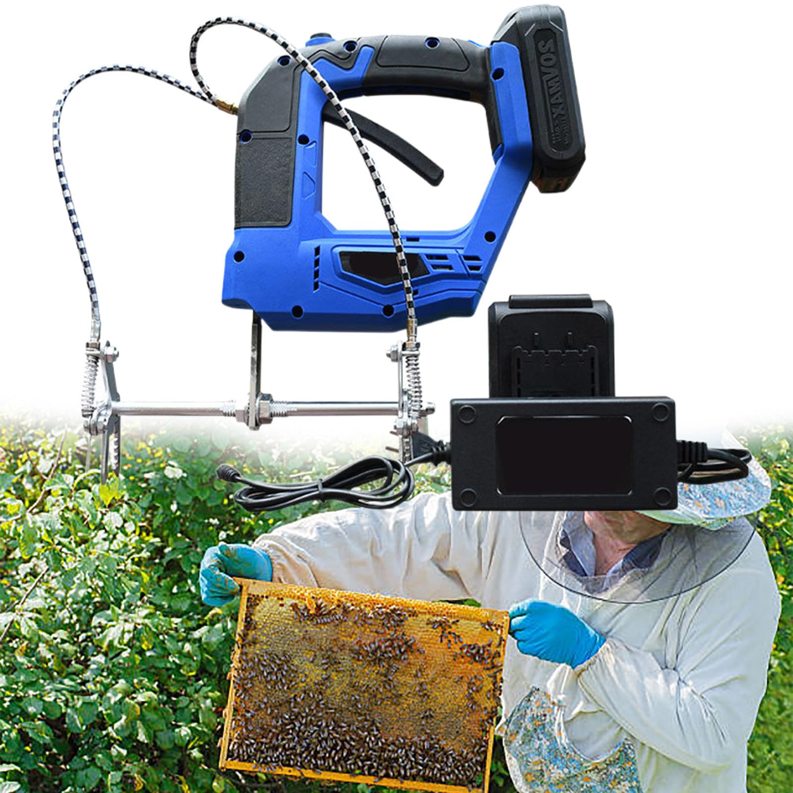 Agitador eléctrico de abejas, removedor de abejas inalámbrico que funciona con pilas, motor recargable sin escobillas para apicultores y granjas de miel, herramienta eficiente de extracción de miel