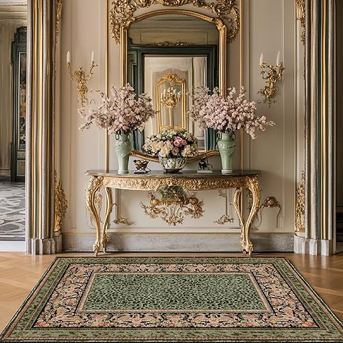 Miniatura 22 de Alfombras Grandes de Área con Estampado de Leopardo Marrón para Sala de Estar y Comedor, Alfombra de Piso Moderna Abstracta Lavable de 5'x8',