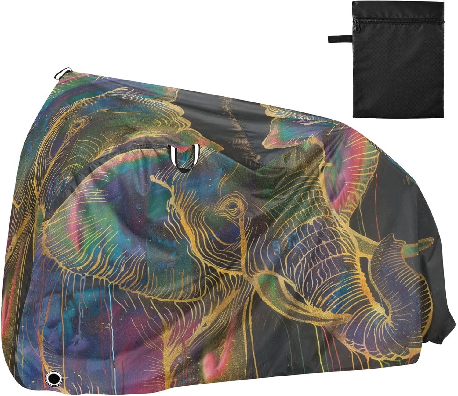 ALAZA Elephant Portrait Art Bike Cover Waterproof Outdoor Ebike Bicycle Covers Tarp Protection for 1/2 Bikes, Sun UV Dust Wind Proof