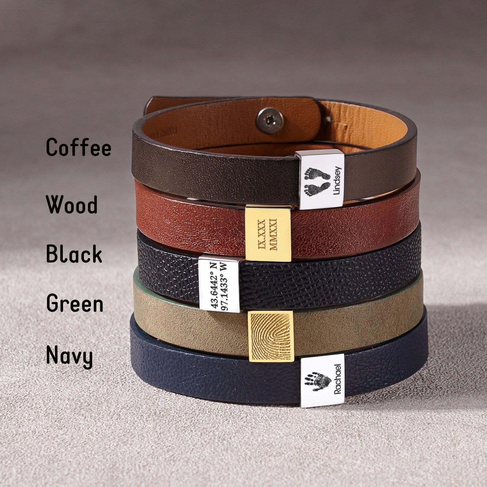 Personalizado pulsera para esposo, Navidad para él, parejas pulsera uno año aniversario para novio cuero Día de la Madre Navidad cumpleaños aniversario