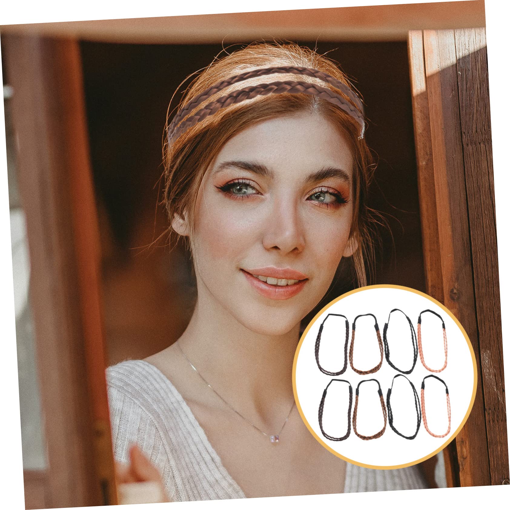 FRCOLOR Piezas Diadema Trenzada Diademas Anudadas Tejida Para Mujer Lazos Para El Cabello Trenzado Cintas Para El Cabello Para Lentejuelas De Maquillaje Lima De