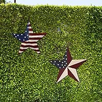 Vista 5 de Attraction Design Decoración patriótica de pared de estrella de granero de metal, estrella de metal rústico colgante de 12 pulgadas para decoración