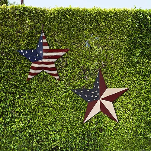 Miniatura 6 de Attraction Design Decoración patriótica de pared de estrella de granero de metal, estrella de metal rústico colgante de 12 pulgadas para decoración
