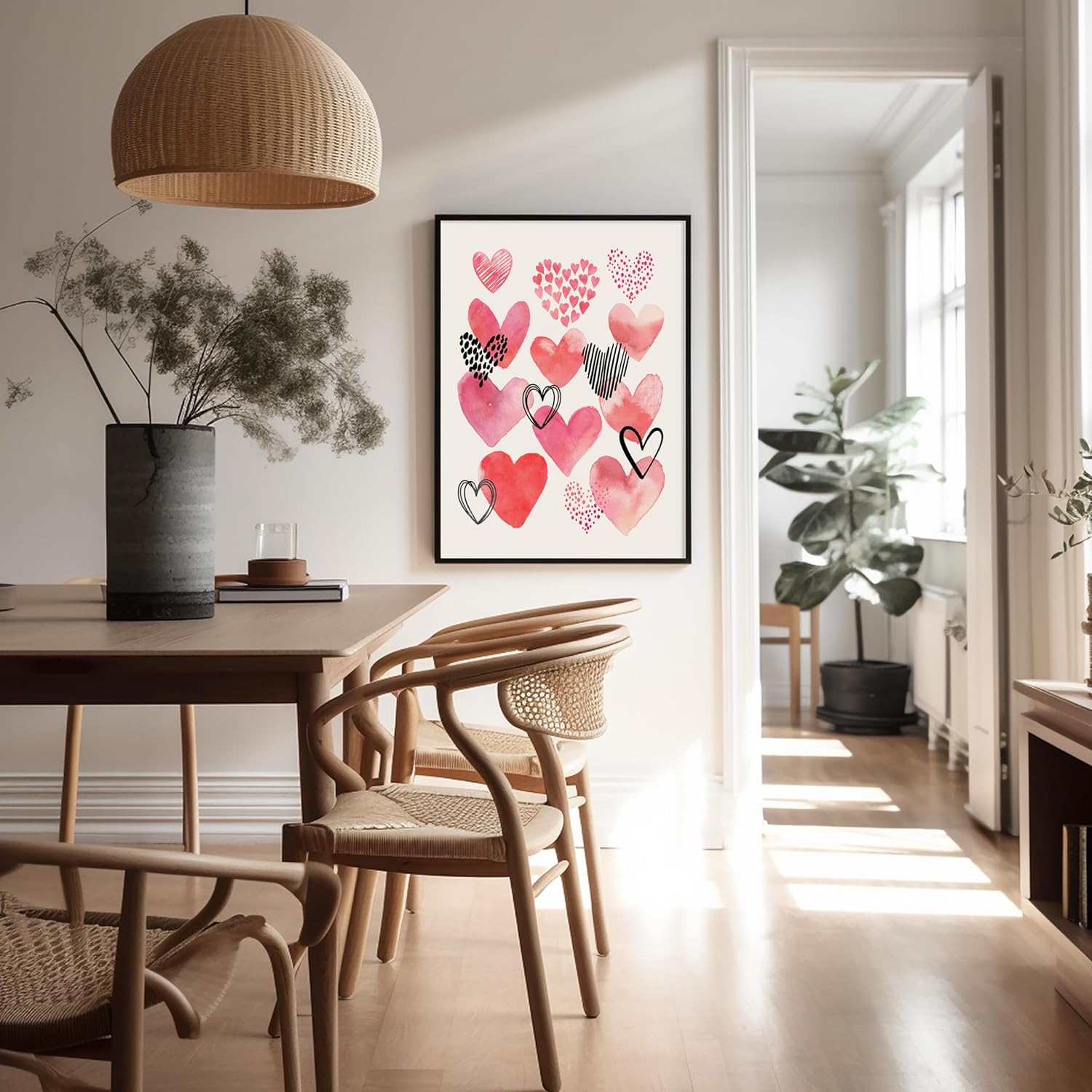Poster Master Watercolor Hearts Print - Love Poster - Valentine's Day Art - Gift for Men, Women, Couple & Lovers - Romantic Decor for Bedroom or Living Room - 8x10 UNFRAMED Wall Art