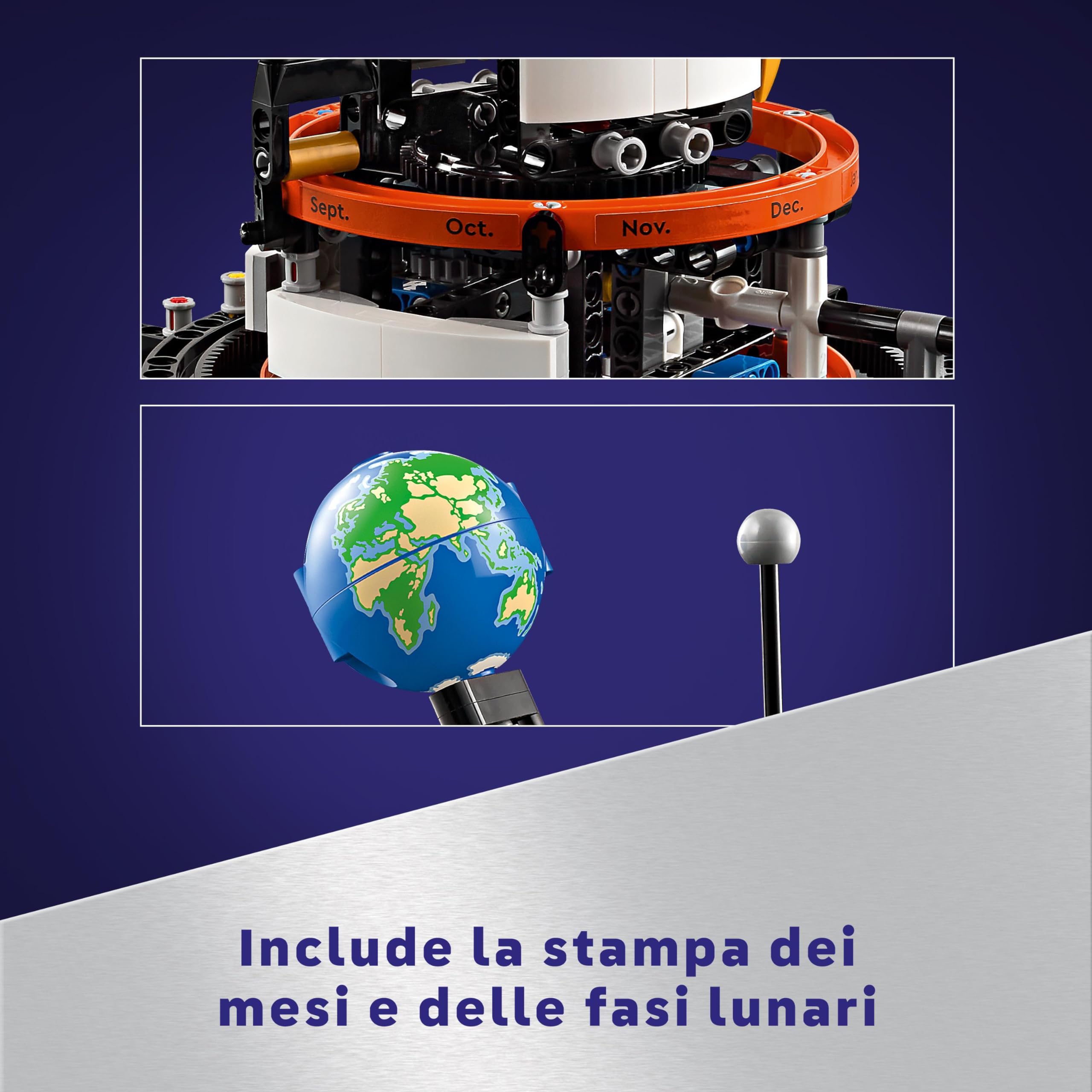 LEGO Technic Pianeta Terra e Luna in Orbita, Giochi Spaziali per Bambini e Bambine da 10 Anni in su, Sistema Solare Giocattolo da Costruire con Pianeti, Sole e Funzione di Rotazione, Idea Regalo 42179