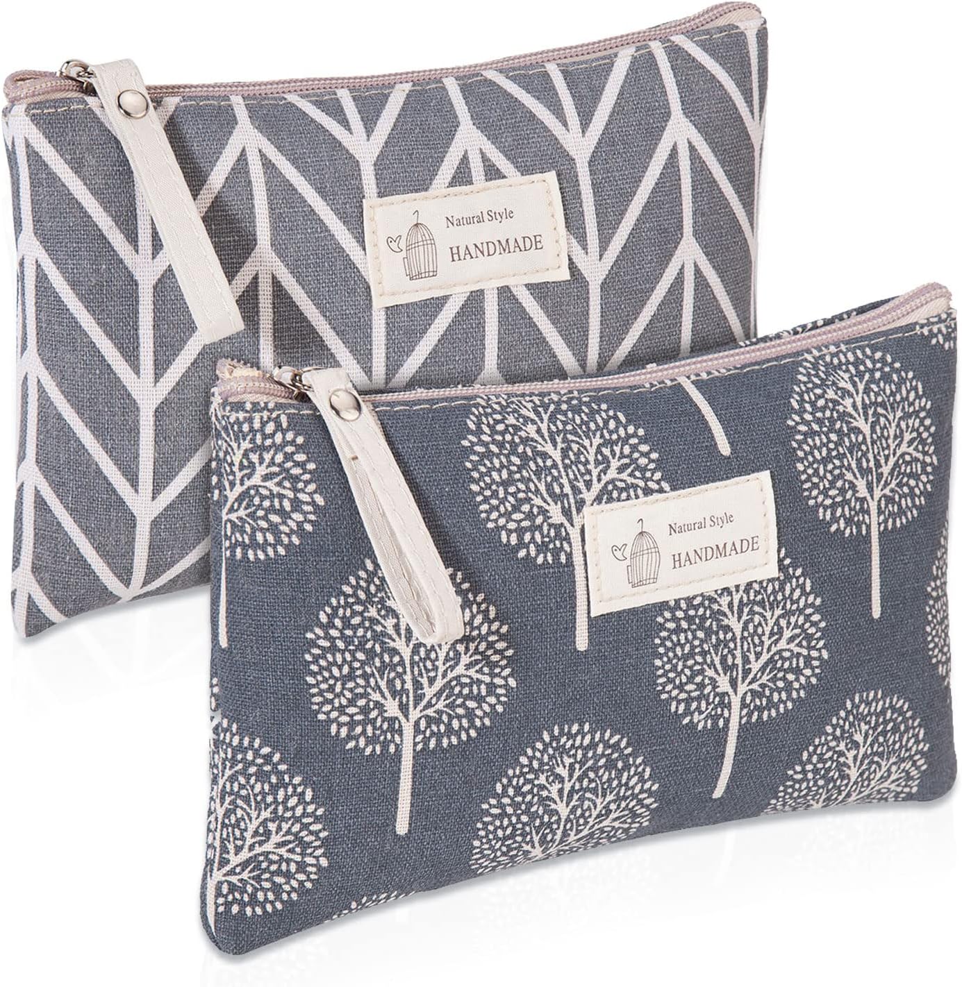 Canvas Cosmetic Bag, 2 PCS Portable Women Purses, Printed Makeup Bag Pouch Multifunctional Travel Toiletry Bag with Zipper for Cosmetics Keys Cards Canvas Cosmetic Bag, 2 PCS Portable Women Purses, Printed Makeup Bag Pouch Multifunctional Travel Toiletry Bag with Zipper for Cosmetics Keys Cards