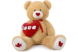 MorisMos Red Love Heart Giant Plush Teddy Bear, 4-Foot Stuffed Animal