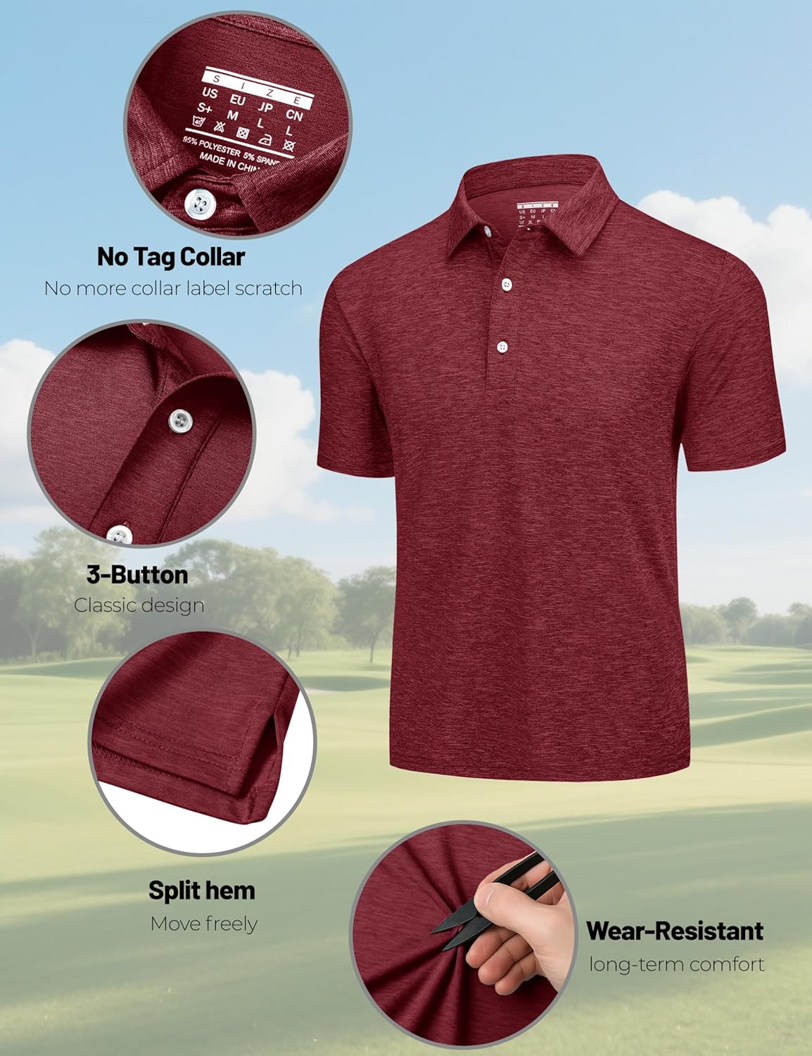 Cavva Polo Shirts for Men Performance Mens Golf Shirt Dry Fit Collared Polo Shirts Short Sleeve Moisture Wicking - Image 5