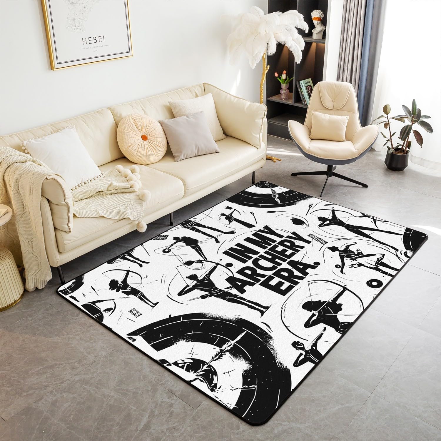 Homewish Dywaniki do gier łuczniczych 100 x 150 cm do sypialni salonu - łucznictwo cel nowoczesny dywan podłogowy do łóżka - łucznictwo sportowcy drukowane duże dywany łucznictwo motyw sportowy nie