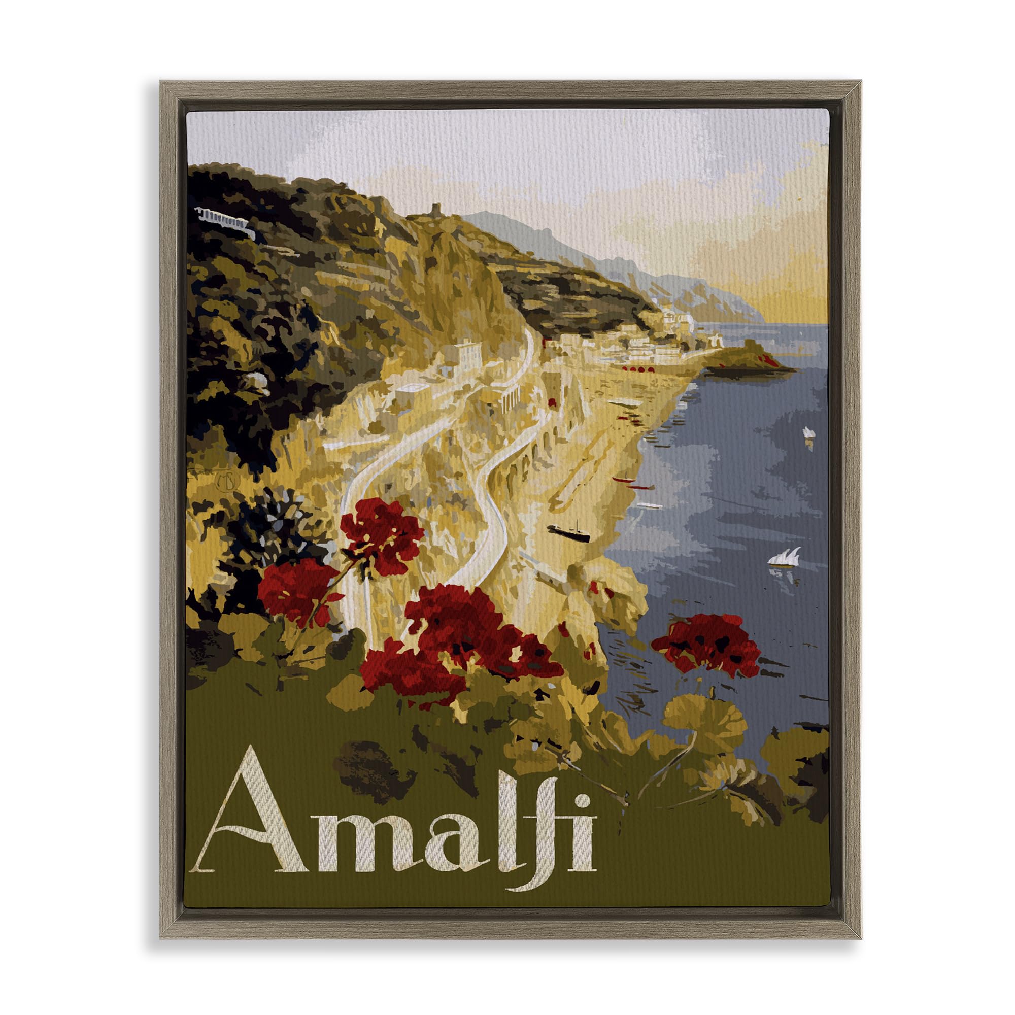 Stupell Industries Montalcino Elm (Textured) 'Picturesque Amalfi Coast'| Floating Frame Canvas Art
