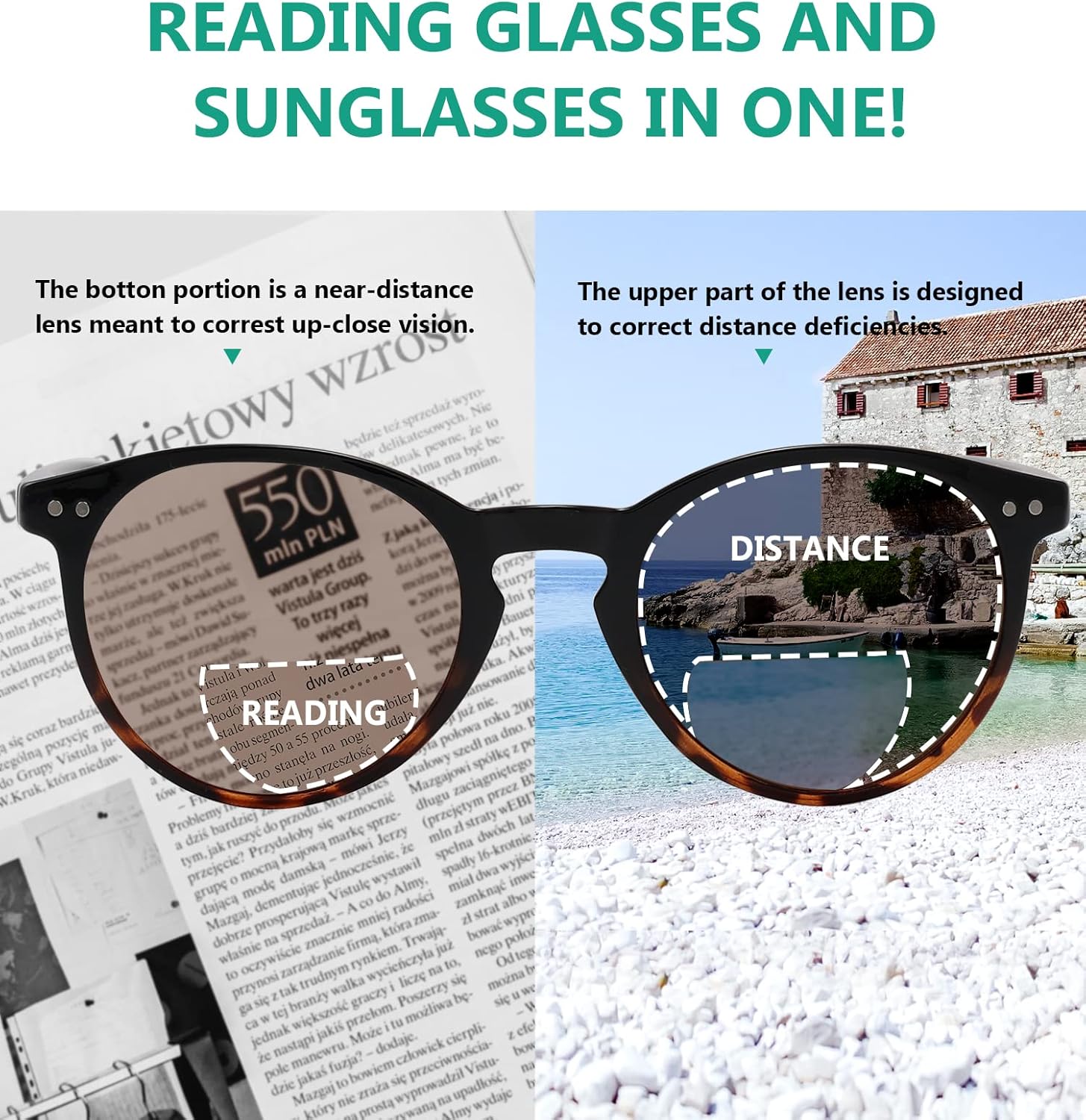 Eyekepper 4-pack Bifocal Sunglasses for Women Reading under the Sun Round Bifocal Readers