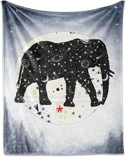 Elephant Throw Blanket for Teen - 50x60 Inches Throw Size - Soft Fluffy Cozy Blankets Gift - Grey Novelty Blanket Throws for Living Room Decorative