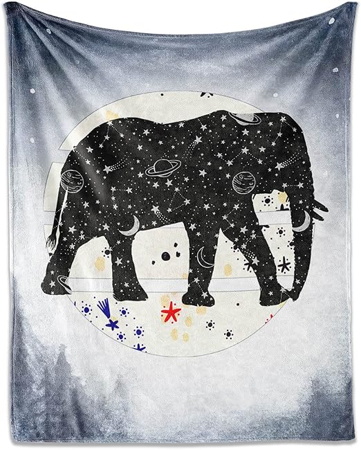Elephant Throw Blanket for Teen - 50x60 Inches Throw Size - Soft Fluffy Cozy Blankets Gift - Grey Novelty Blanket Throws for Living Room Decorative