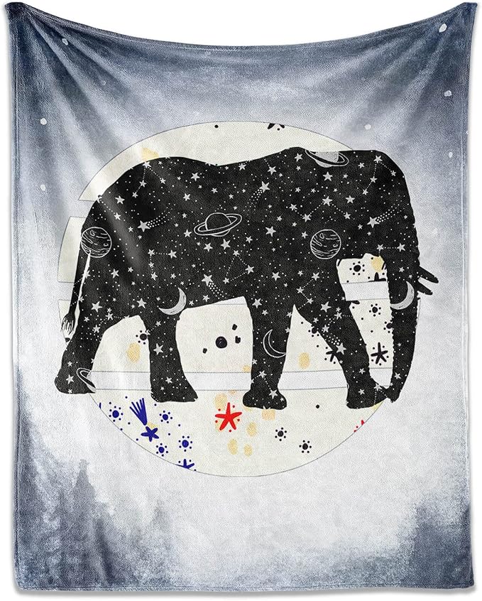 Elephant Throw Blanket for Teen - 50x60 Inches Throw Size - Soft Fluffy Cozy Blankets Gift - Grey Novelty Blanket Throws for Living Room Decorative