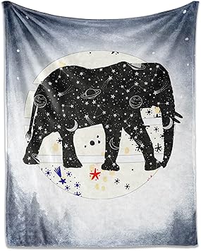 Elephant Throw Blanket for Teen - 50x60 Inches Throw Size - Soft Fluffy Cozy Blankets Gift - Grey Novelty Blanket Throws for Living Room Decorative
