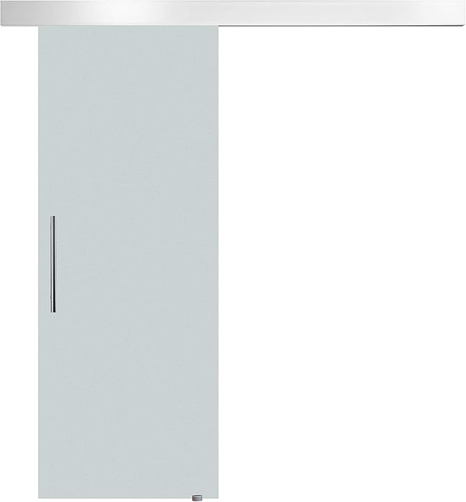 Homcom porta 205x 90x 0 8cm scorrevole in vetro smerigliato con binario b1 e maniglia E7-0001