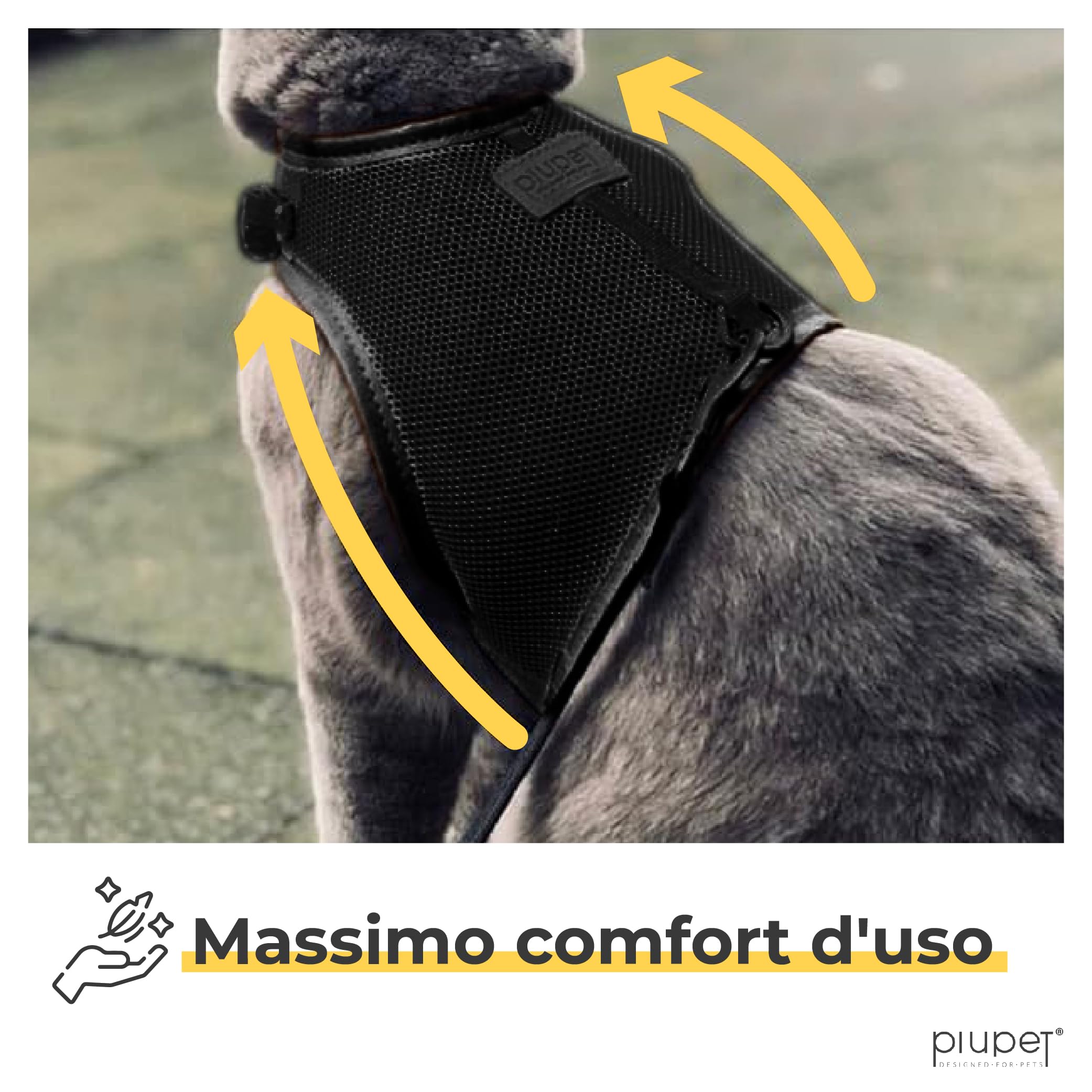 PiuPet® Pettorina per Gatti Antifuga Nero 1,2m Guinzaglio Sicuro