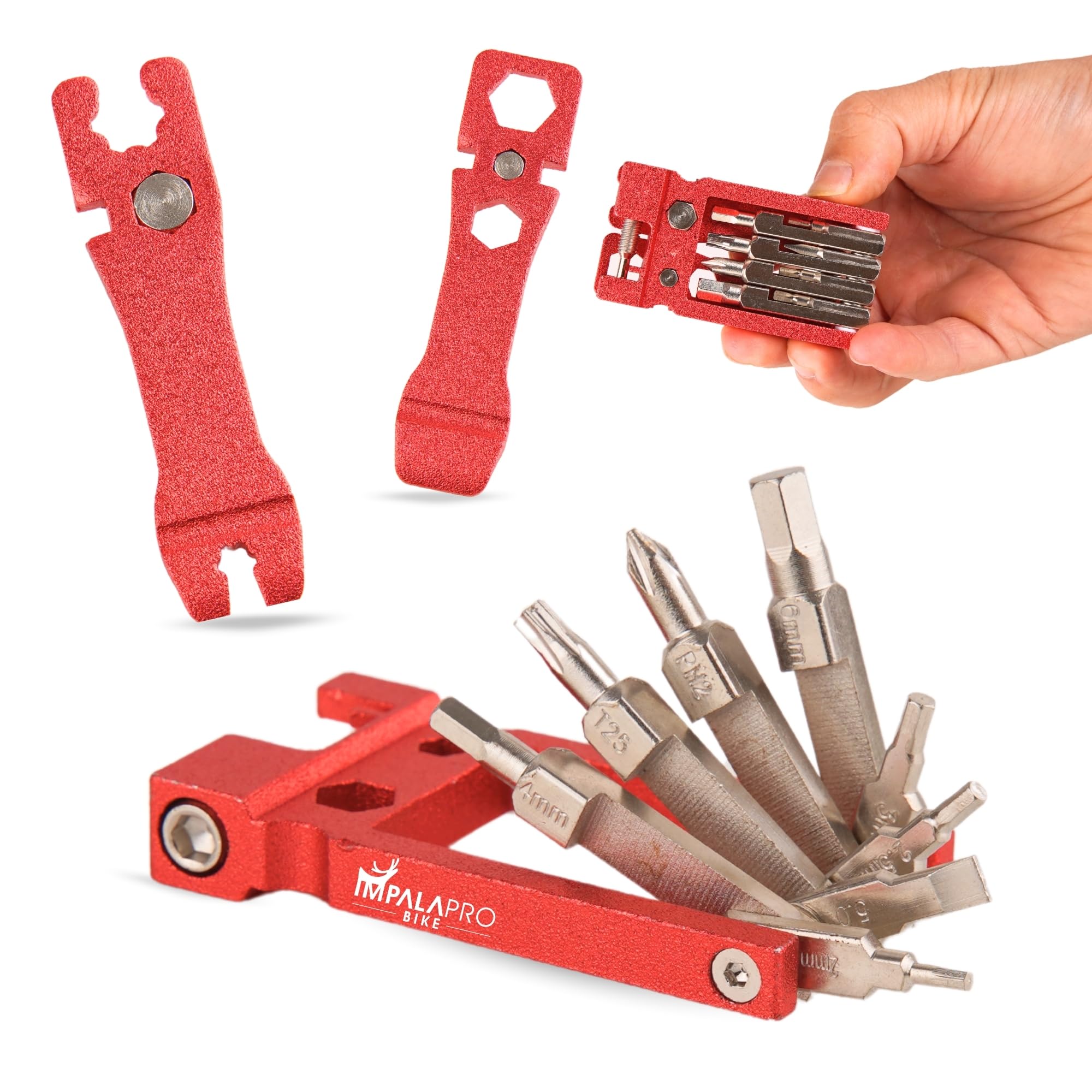 IMPALAPRO Bike Tool Kit Portable 20 in 1 Compact and Lightweight (117.5g) Chrome-Vanadium (CRV) - Bike Multitool with Chain Breaker - MTB Multitool -