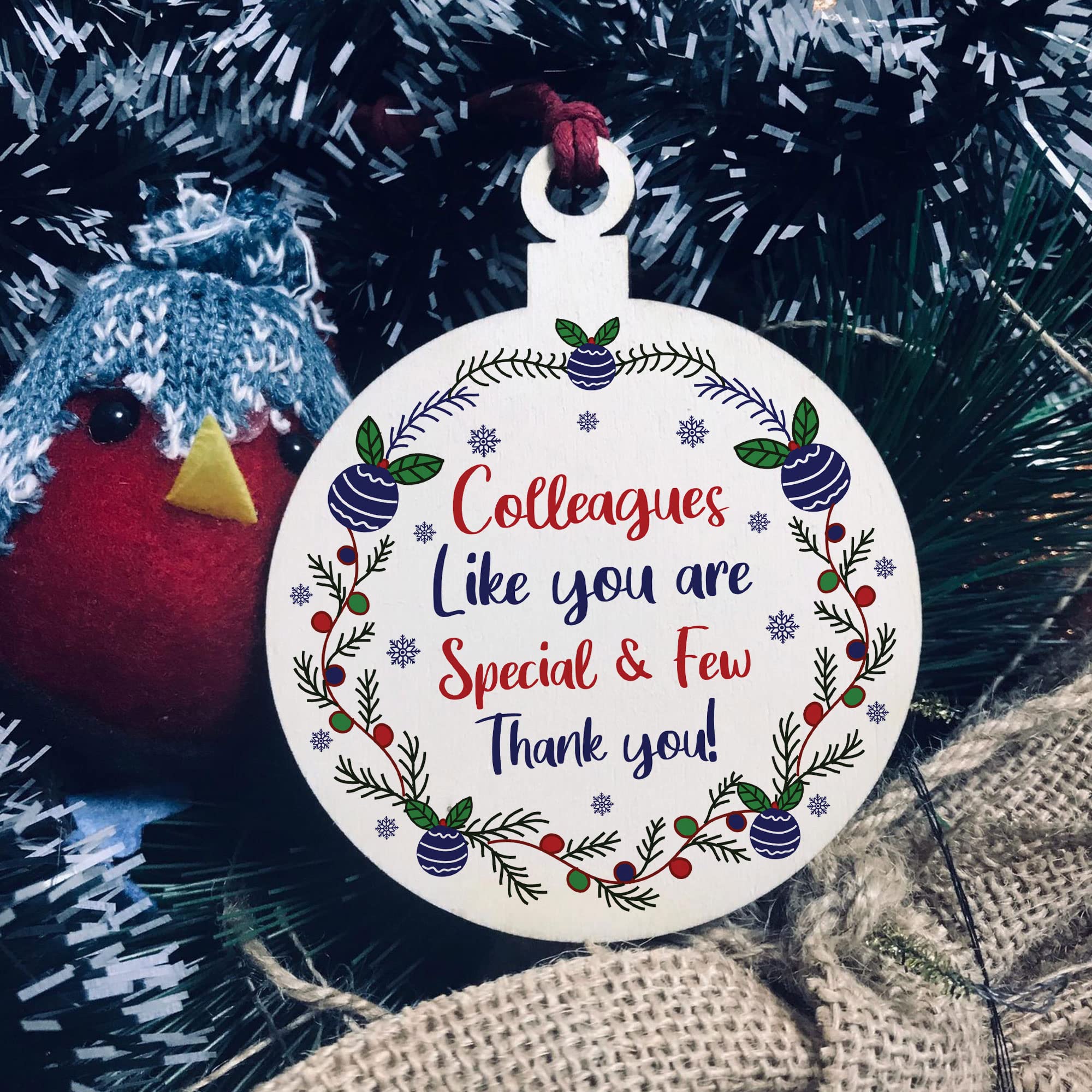 Red Ocean Special Colleague Gift Wood Bauble Gift For Friend Work Colleague Secret Santa Gift Ideas