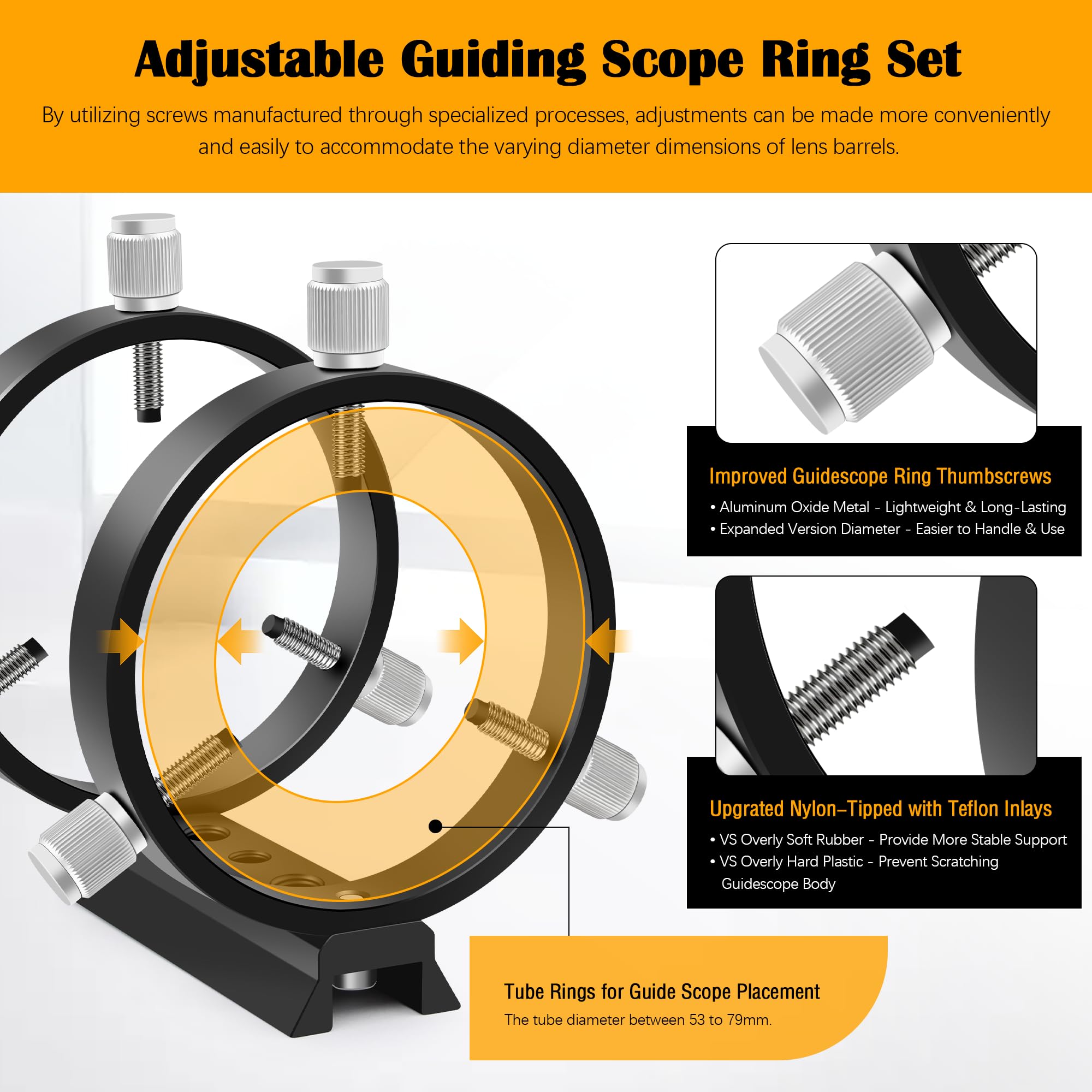 Astromania Guide Scope 60 mm kompaktes Deluxe-Sucher-Führungsrohr-Set mit doppeltem spiralförmigen Fokussierer, kompatibel mit 1,25-Zoll-Okular für astronomisches Teleskop und automatische