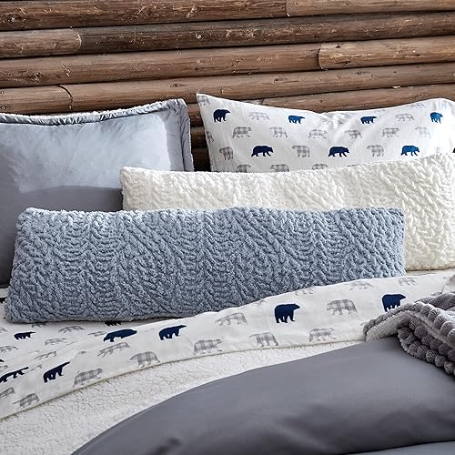 G.H. Bass - Almohada decorativa de forro polar de punto trenzado para sofá, cama, 12 x 36 pulgadas, color gris