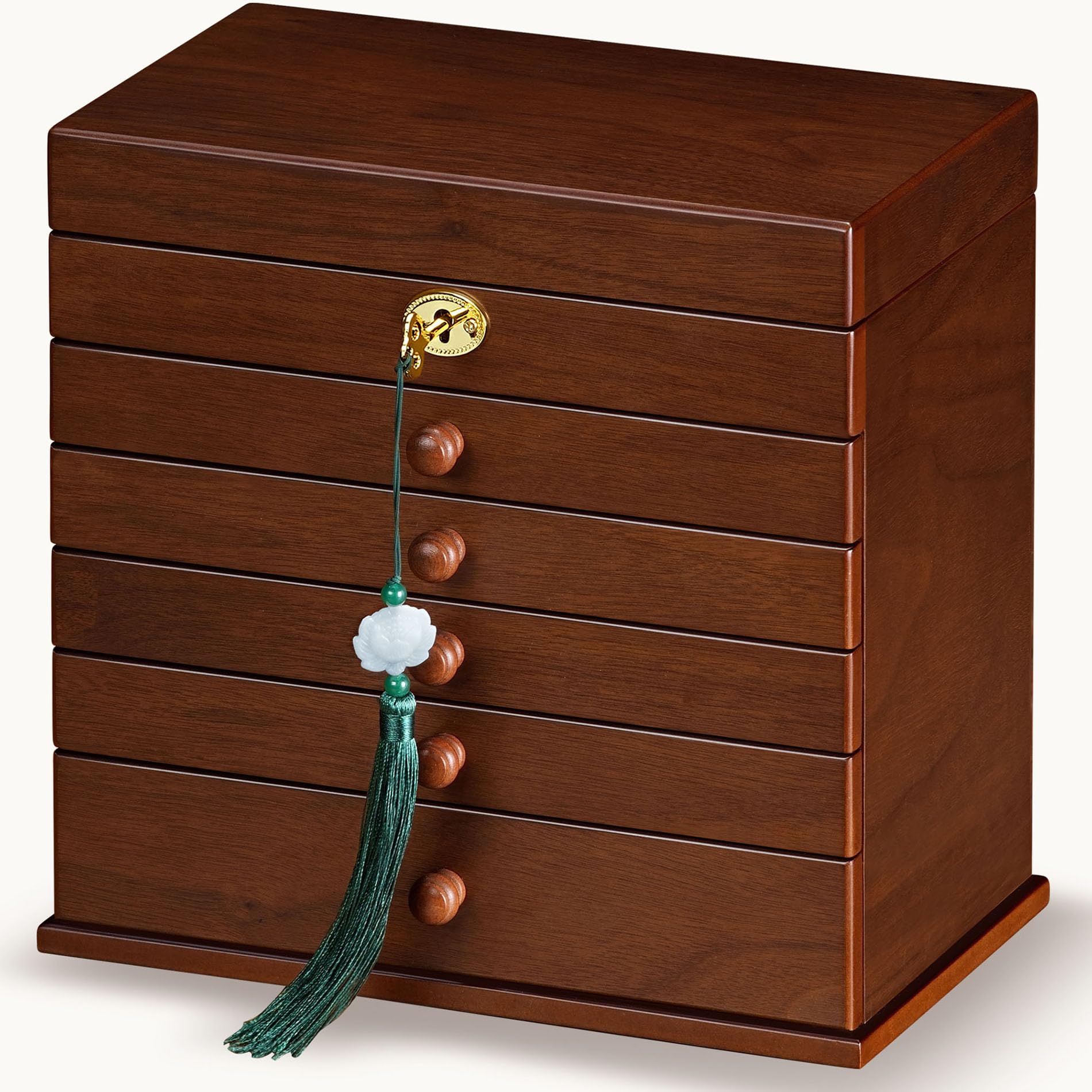 Joyeros y organizadores, armario grande de madera con cerradura con llave, organizador de joyas de 8 capas, caja de joyería vintage para mujeres y hombres, idea de regalo
