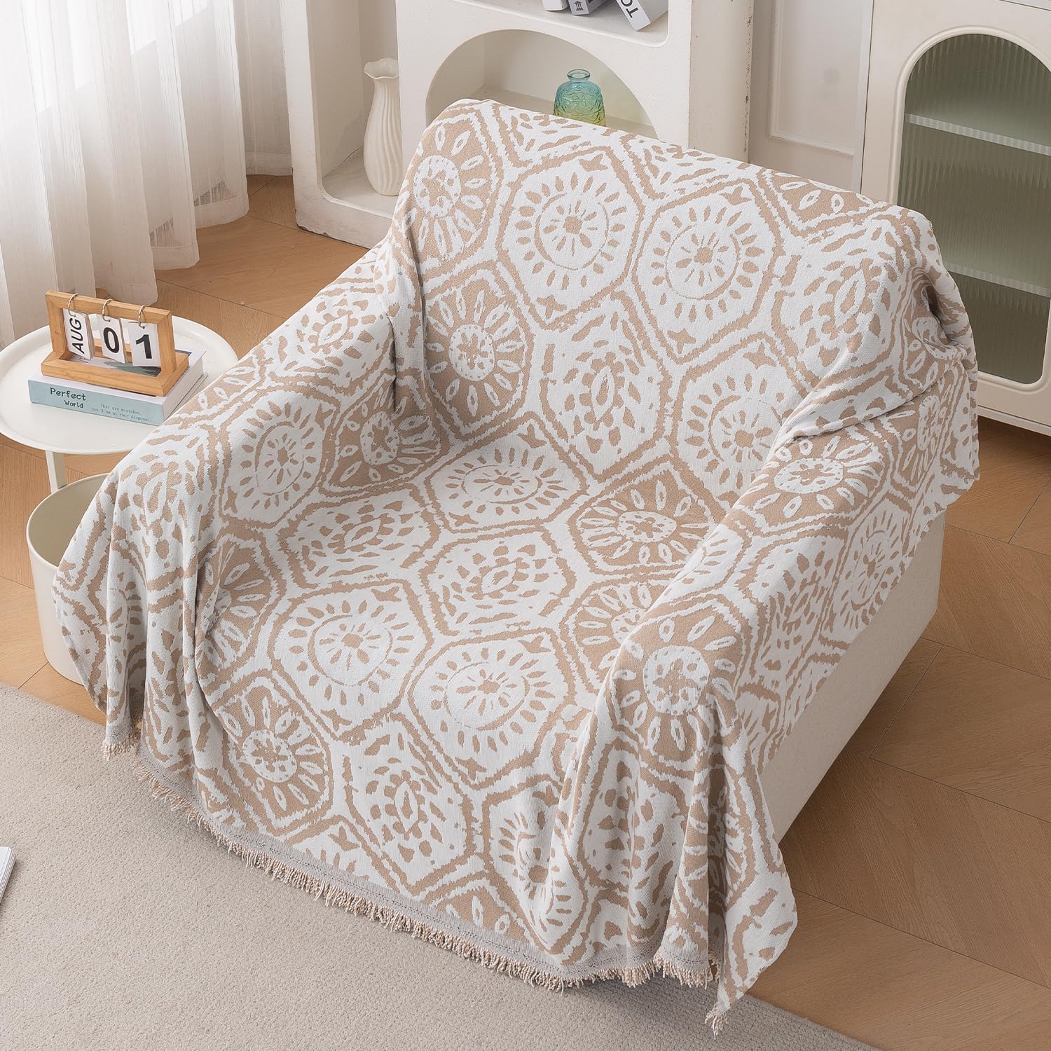 HOKIPO Chenille Sofa Cover - 3 Seater Throw -24