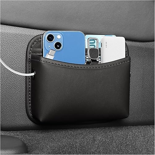 Organizador de bolsillo lateral para asiento de automóvil, consola de automóvil de cuero, bolsillo de almacenamiento lateral, bolsa organizadora de